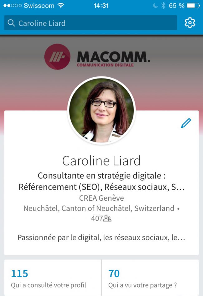 Caroline Liard sur Linkedin