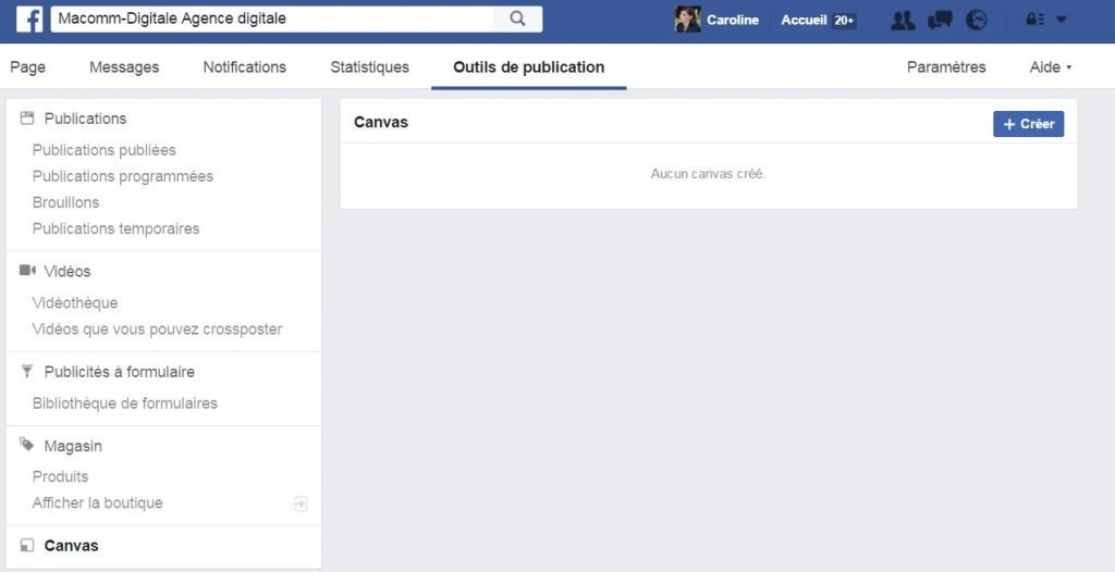 outil de publication Canvas