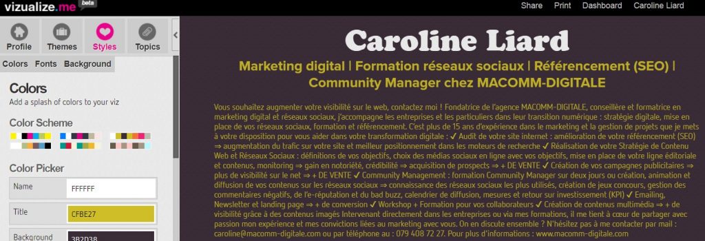 Créez vos cv avec Vizualizeme
