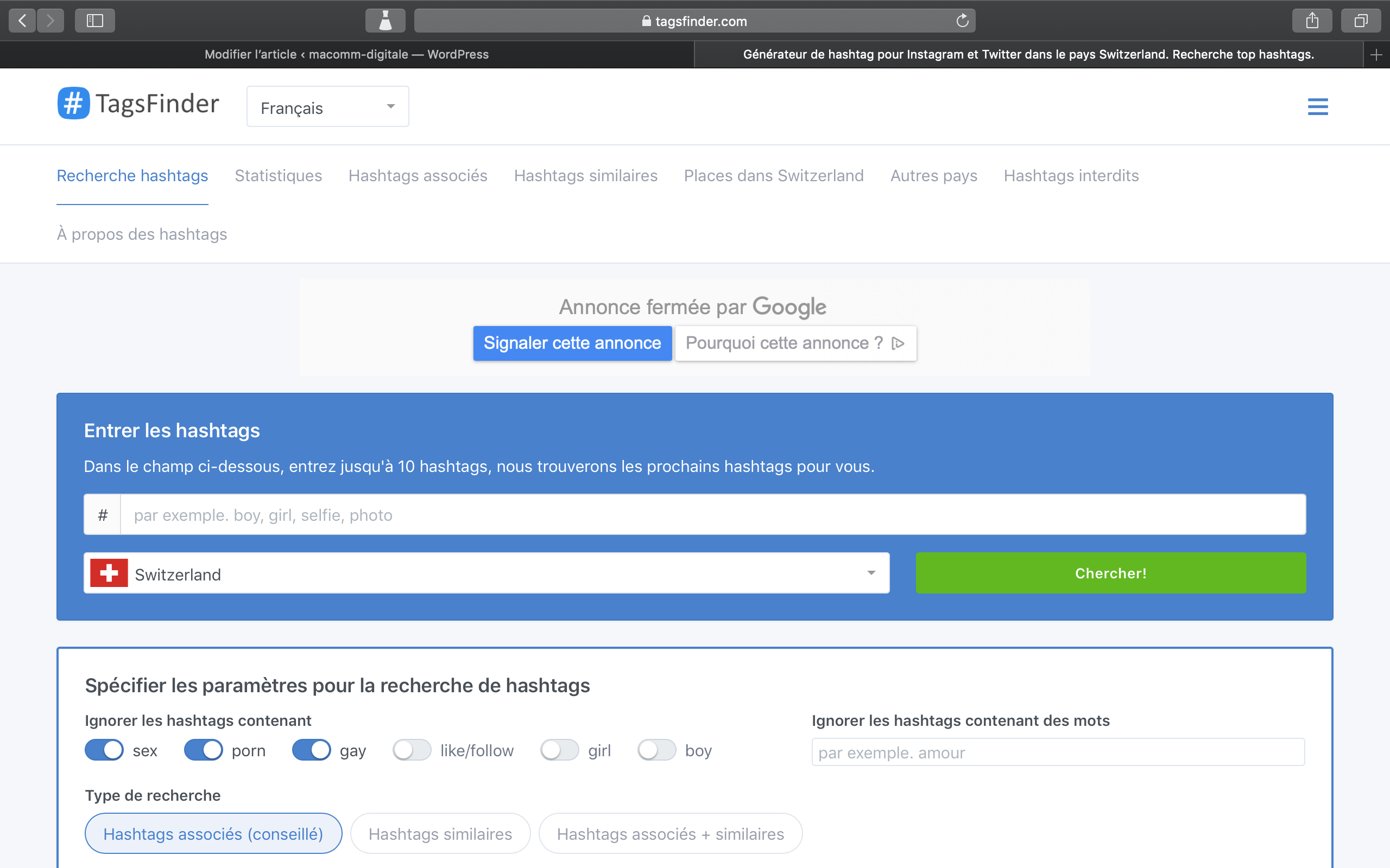 Comment choisir ses mots clés sur Instagram avec Tagsfinder