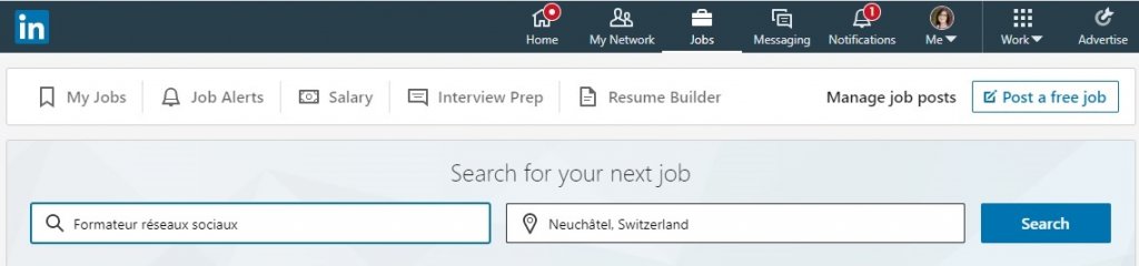 Recherche d'emploi sur Linkedin